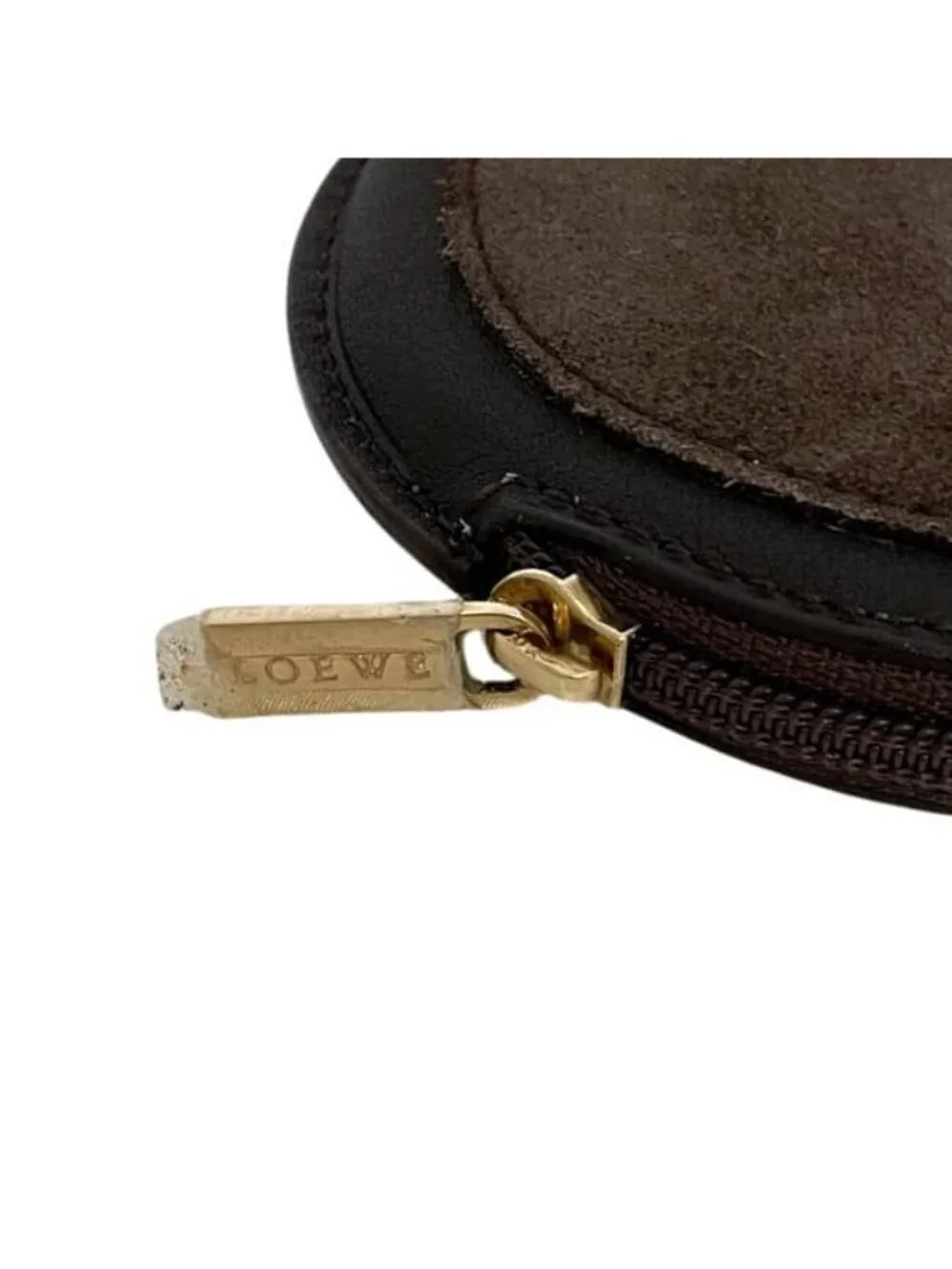 Loewe Coin Case Brown Anagram Purse Leather Suede 12 Logo Mini